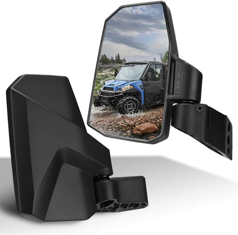 SHEJISI Ranger Side View Mirrors Door Mounted, The Spring Back Feature Allows Easy Reset After Fold, Upgraded UTV Mirrors for Full Door 2018-2024 Polaris Ranger Crew SP XP 570 1000, Polaris NorthStar - Image 1